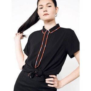 Wildfang the Empower Button Up Shirt Back Red Blouse size XS